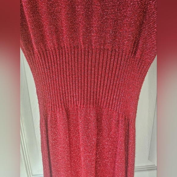 Vintage 70s Wenjilli cranberry metallic maxi dress - Picture 3 of 8